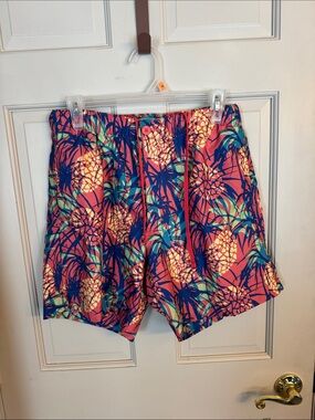 Men's Pink Pineapple Print Swim Bermudas